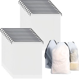 20pcs Transparent Travel Shoe Bags for Packing in Suitcase, Large 15.7x11.8 Inch Shoes Storage Packing Pouch Organizers Drawstring Shoe Bag for Storage Moving House for Men Women