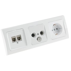 Delphi Socket Switch Set, Electric Sets, Socket Switch, Network, TV Antenna, Flush-mounted Installation, White