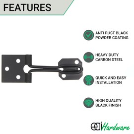 EAI Wire Pattern Hasp & Staple | 4 inch / 100mm | Anti Rust and Corrosion | Matt Black