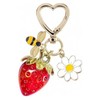 Qiansail Strawberry Keychain Strawberry Heart Bag Charm Cute Flower Purse