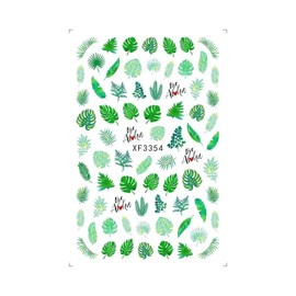 Generic Tropical Leaves Flower Nail Stickers Summor Nail Decals Sticker Xf3354 Nail Wraps Art Stickers Manicure Supplies for Women for Home Nails Full Long Lasting Easy Apply and Remove