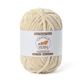Fluffy Velvet Yarn for Crocheting, Chunky Chenille Baby Blanket Yarn for Crocheting, Soft Fuzzy Puzzle Yarn for Knitting, 50g/1.77oz Bulky Thick Amigurumi Crochet Yarns（Beige）