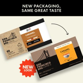 San Francisco Bay K-Cup Coffee Pods, Caramel (80 ct), Medium Roast, Commercially Compostable Single-Serve Flavored Coffee Pods