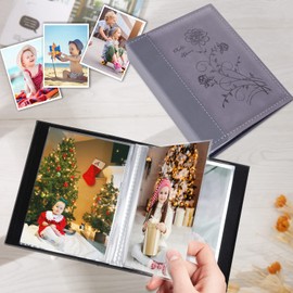 Artmag Photo Album 8x10 Clear Pages Leather Cover Slide in Album Holds 52 Vertical 8x10 Photo Album Scrapbook Picture Artwork or Postcards Storage (Grey)