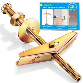 FEAOXYO 20 Sets 3/16 Inch Toggle Bolts for Drywall, Zinc Plated Anchors