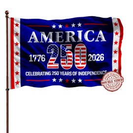 250th Year Anniversary USA Flag Outdoor 3x5 Double Sided- 3Ply 240D 4 Rows Stitched- 1776-2026 250th Birthday Flag Blue- UV Fade Resistant With Canvas Header & 2 Brass Grommets