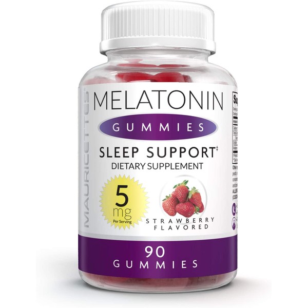 Melatonin Gummies for Kids and Adults Chewable Sleep Aid - 5mg Per Serving - 90 Strawberry Gummy Vitamins
