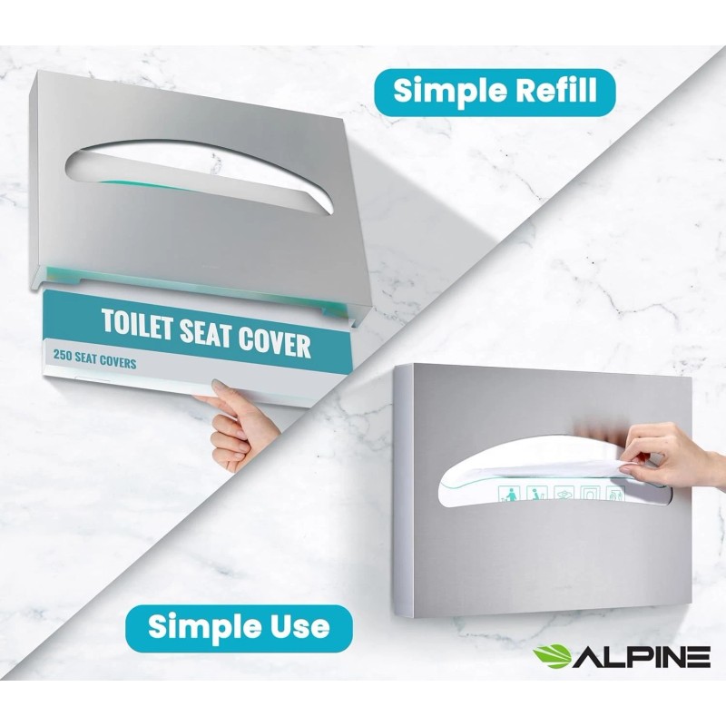 Alpine Industries Stainless Steel Toilet Seat Cover Dispenser Wall Mount