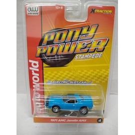 Auto World SC410-4B 1971 Javelin AMX HO Scale Electric Slot Car - Blue and Black