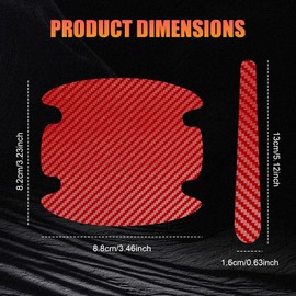 Lyxheth 8PCS Car Door Handle Scratch Protectors, Car Door Handle Stickers, Carbon Fiber Texture Anti-Scratches Bowl Sticker, Car Door Handle Paint Guard Cover Universal for Most Car, Truck (Red)