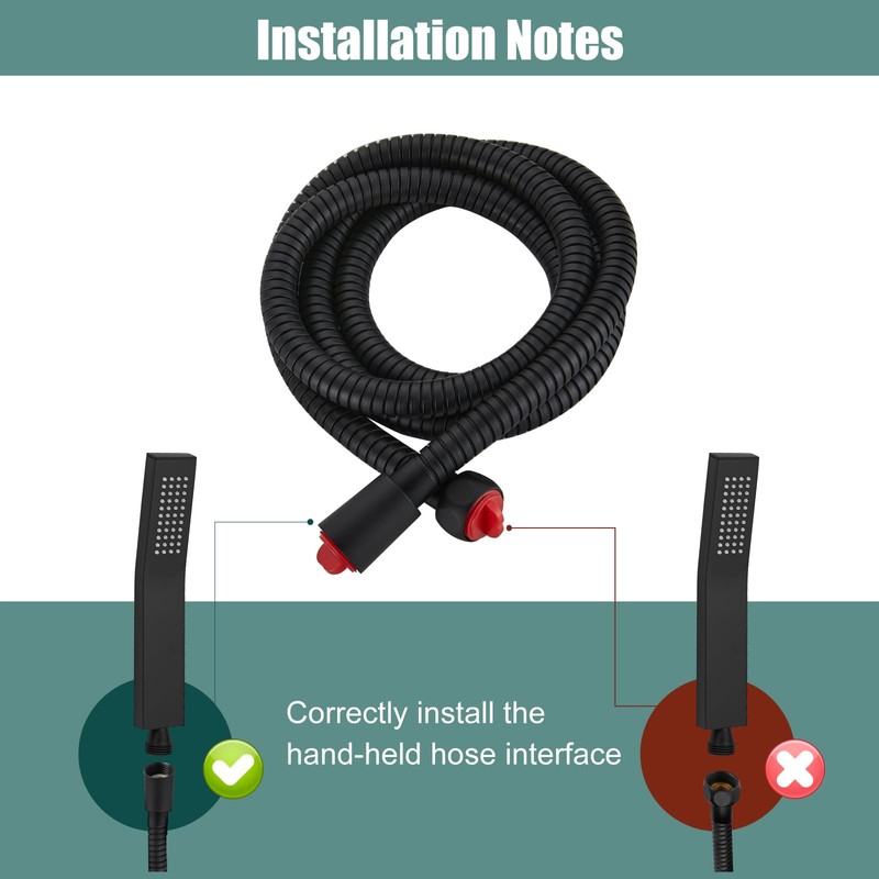 Heyalan Matte Black Exposed Shower System 2 Functional Bathroom Shower