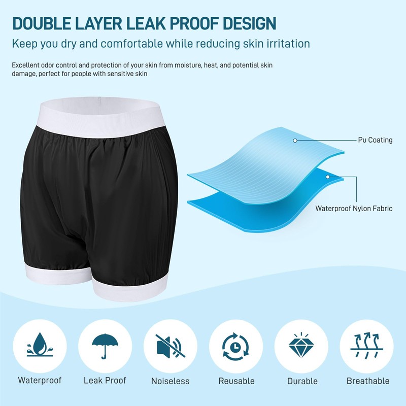 Carer Adult Diaper Cover Unisex Washable Incontinence Boxer Briefs Enclosed
