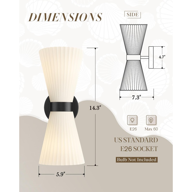 Modern Black Wall Sconce, HWH Up and Down Indoor Sconces