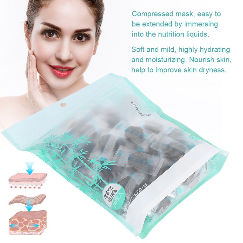 100Pcs/Pack Bamboo Charcoal Disposable Skin Care Compressed Face Mask DIY