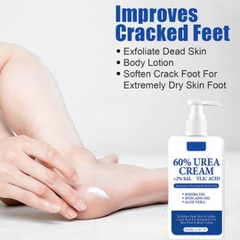 ASMAYSA 60% Urea Foot Cream – Large Size Foot & Heel Moisturizer with Jojoba Oil, Avocado Oil & Aloe Vera – Foot Lotion for Dry Cracked Feet, Hands & Elbows – 150ML/5.3oz Pump Bottle