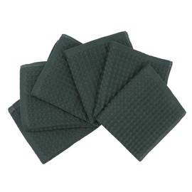 GQZLUCK 100% Natural Cotton Kitchen Towels Dish Towels Classic Waffle Weave Dish Cloths, Soft Ultra Absorbent Kitchen Hand Towel, Fast Drying Lightweight Washcloth, Set of 6 (Blackish Green)
