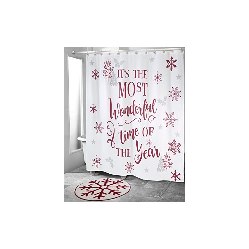 Avanti Linens - Fabric Shower Curtain, Holiday Bathroom Decor (Sparkle