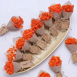 20-Piece set Mini Magnet Dried Flowers Bouquet for Rustic Wedding Favors,Baby Shower Party Favors for Guests,Bridal Shower Party Gifts,Baptism Favors,Thank You Favor. (orange)