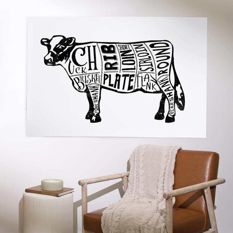 Lantern Press 36x54 Inch Giclee Print, Beef, Butchers Block Meat