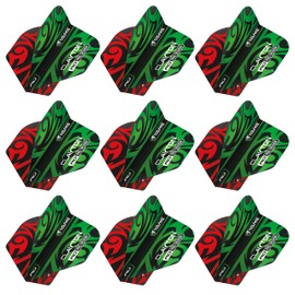 RED DRAGON Yin Yang Double Sided Jonny Clayton Red & Green Standard Dart Flights 3 Sets Per Pack (9 Dart Flights in total)