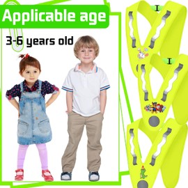 Pack of 2 V-Shape High Visibility Vest, Children's Reflective Vest, Yellow, Safety Vest with Elastic Band to Prevent Slipping, Good Visibility, for Sports, Running, Cycling, No pressure