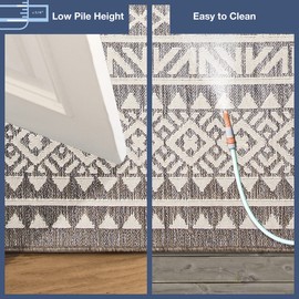 Liora Manne Cove Indoor/Outdoor Power Loomed Polypropylene Easy Care Area Rug - Transitional Geometric Casual Southwestern Accent (Peruvian Stripe Grey) (1'11" x 7'6")