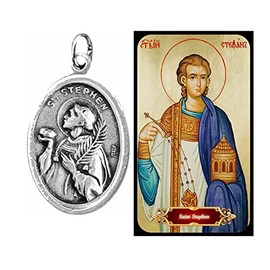 Saint Stephen Patron Saint of Deacons Headaches Horses Coffin Makers and Masons Candles (Medal+Card)