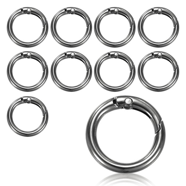 M METERXITY 10-Pack Black Spring O Rings, Rustproof Alloy Round