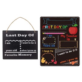 Cabilock 2 PCS Printed Letter Chalkboard First and Last Day School Milestone Signs Double- Sided Back to School Board Signs Decoration Supplies Blackboard for Home Decor