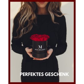 Mia Milano Infitnity Roses in Box I Black Rose Box with Real Preserved Flowers I Gift for Women I Flower Box Shelf 3 Years