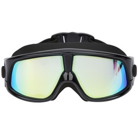Electroplated Large Frame Swim Goggles Anti Fog Silicone Swimming High Definition Myopia(Plaqué or noir )