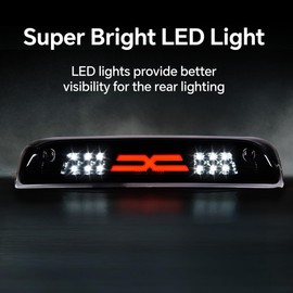 PIT66 3rd Brake Light, Compatible with 2014-2020 Chevy Silverado 2014-2020 GMC Sierra X Type Led Bar High Mount Stop Light Rear Tail Cargo Lamps Black Smoked Lens Black Housing