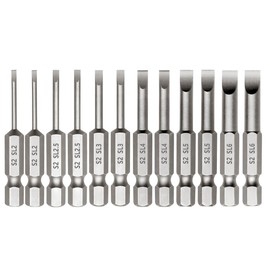 Saipor 12pcs Magnetic Slotted Screwdriver Bit Set, 1/4 Inch Hex Shank Flat Head Drill Bits Insert Bits 2 Inch Length, SL2/2.5/3/4/5/6 Impact Driver Bit for Power Drilling, Set of 2