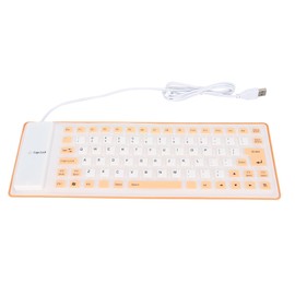 Silicone Keyboard Fully Sealed Design Lightweight Portable Silent Soft Comfortable USB Wired Silicone Keyboard for PCOrange