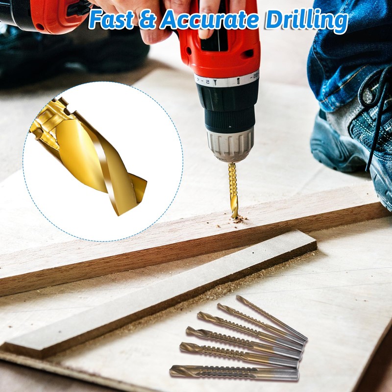 6 Pack Titanium Coated HSS Twist Drill Bits, 3-8mm Hex