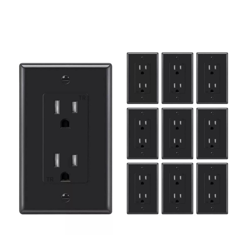 maxbright 10 Pack Outlet Socket, Decora Duplex Receptacle 15 Amp,
