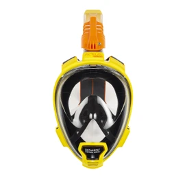 OCEAN REEF - Aria QR+ Quick Release Full Face Snorkel Mask with Snorkel - 180 Degree Underwater View and Quick Release System (L/XL, Yellow).