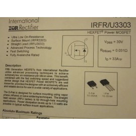 Infineon 2 PCS IRFR3303 Power Field-Effect Transistor 20A I(D), 30V, 0.031ohm TO-252AA