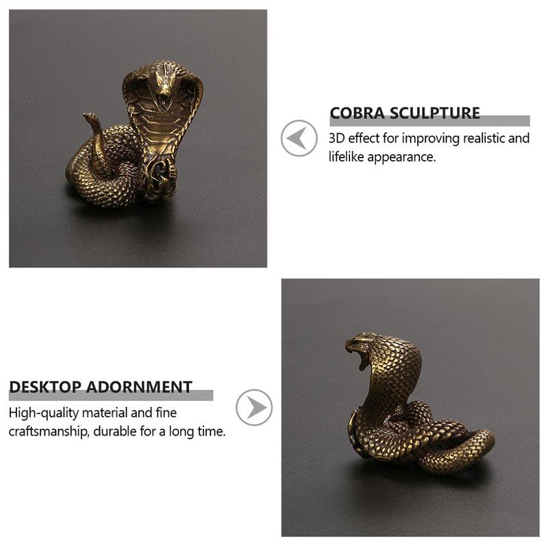 TOYANDONA Brass Cobra Snake Statue Cobra Snake Sculpture Wealth Figurine