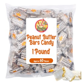 Peanut Butter Bars Candy - 1 Pound (Approx 60 Pieces), Peanut Butter Candy Bars In Bulk Bag, Individually Wrapped Old Fashioned Treats