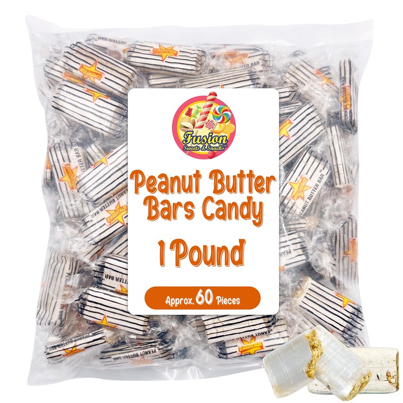 Peanut Butter Bars Candy - 1 Pound (Approx 60 Pieces),
