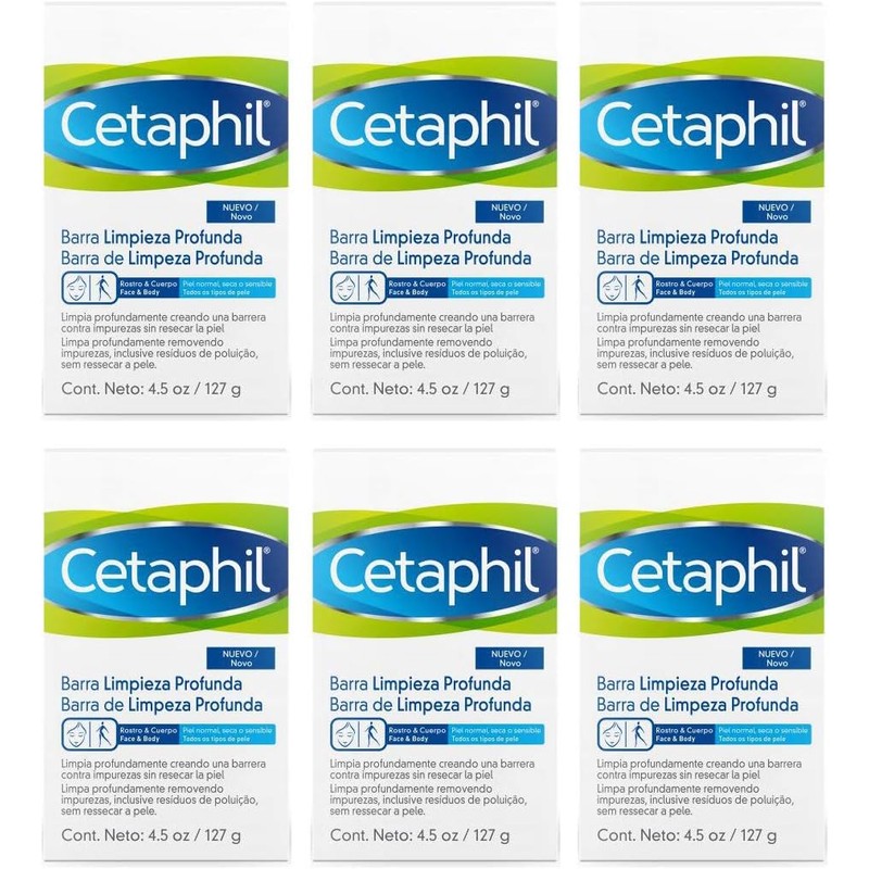 Cetaphil Limpieza Profunda, Paquete con 6 Barras de 127g c/u
