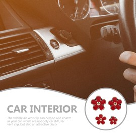 Mobestech 4Pcs Car Air Freshener Clips Car Vent Clips Auto Air Vent Clips Flowers Clips Car Interior Decorations (Red)