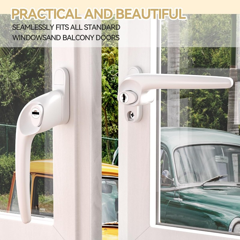 Bwintech 4 Pcs Offset White UPVC Aluminium Window Handle, Right