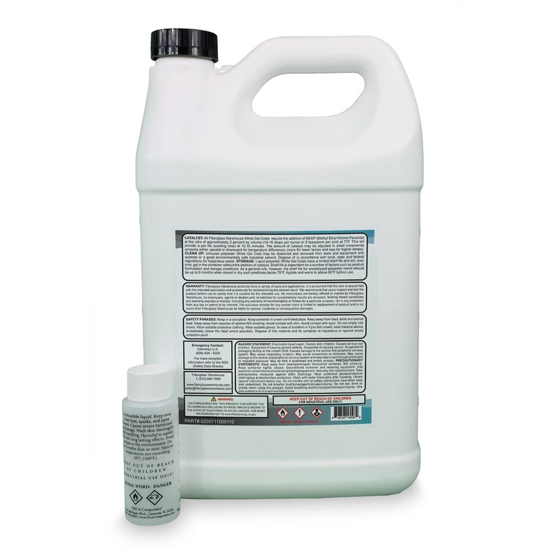 Fiberglass Warehouse White Gel Coat – 1 Gallon Gelcoat (WAXED)