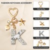 ZVRSUA Keyring Letter, Cute Key Fob Glitter Rhinestone Teenager Girls,