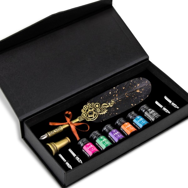 NC Feather Pen and Ink Set, Glittering Quill Pen Set,