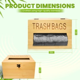 Extra Large Trash Bag Roll Dispenser, Compatible with All Brand 13/30/33 Gallon Trash Bags Rolls, Bamboo Trash Bag Holder for Countertop, Under The Sink and Wall Mount