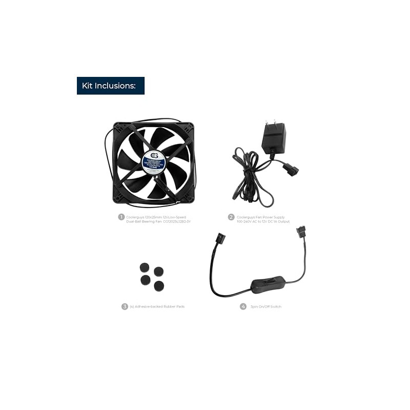 Coolerguys Quiet AC Powered Receiver/Component Cooling Fan Kits (120mm)