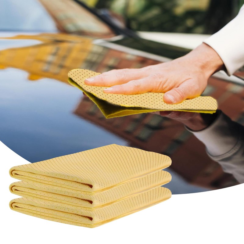 Xumann 3 Pcs Car Chamois Synthetic Leather, Leather Shammy Cloth